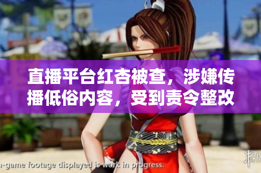 直播平台红杏被查，涉嫌传播低俗内容，受到责令整改