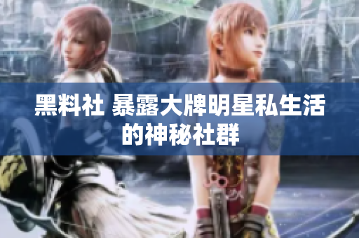 黑料社 暴露大牌明星私生活的神秘社群