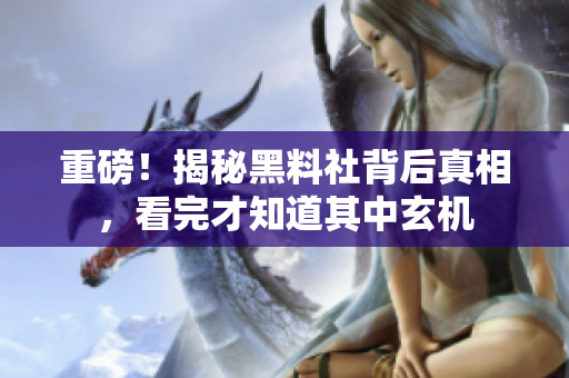 重磅！揭秘黑料社背后真相，看完才知道其中玄机