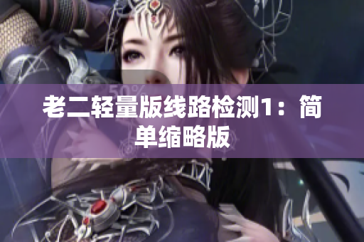 老二轻量版线路检测1：简单缩略版