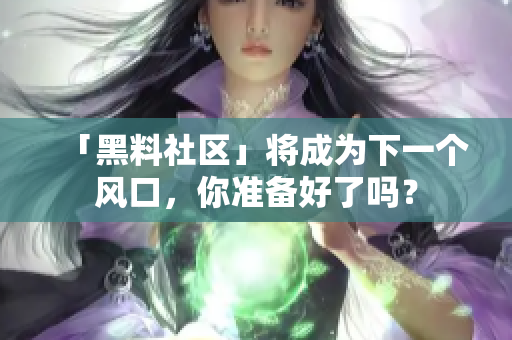 「黑料社区」将成为下一个风口，你准备好了吗？