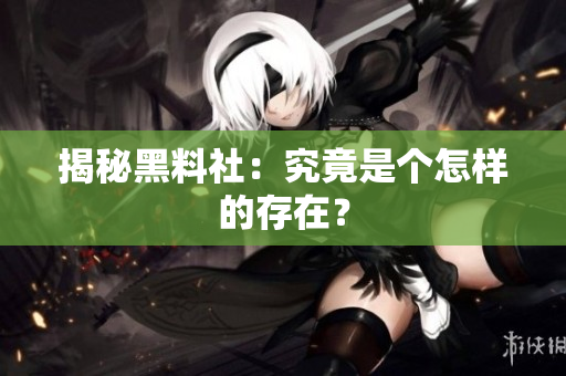 揭秘黑料社：究竟是个怎样的存在？