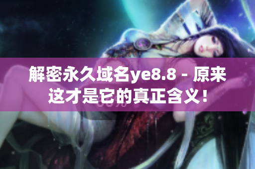 解密永久域名ye8.8 - 原来这才是它的真正含义！