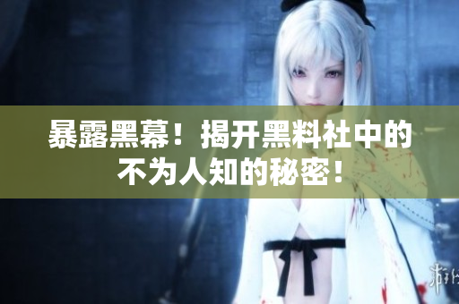 暴露黑幕！揭开黑料社中的不为人知的秘密！