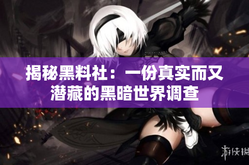 揭秘黑料社：一份真实而又潜藏的黑暗世界调查